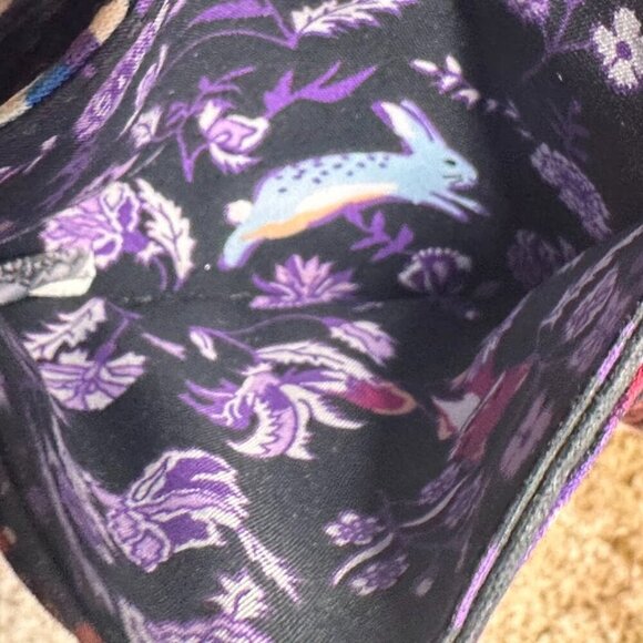 Vera Bradley Foxwood Pattern 2019 Snap Card Wallet Keyring Woodland Critters GUC - Picture 2 of 15